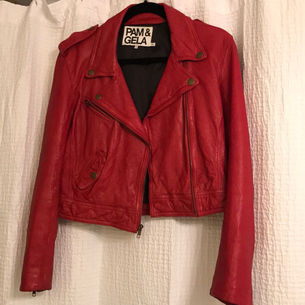 Pam & gela red leather jacket